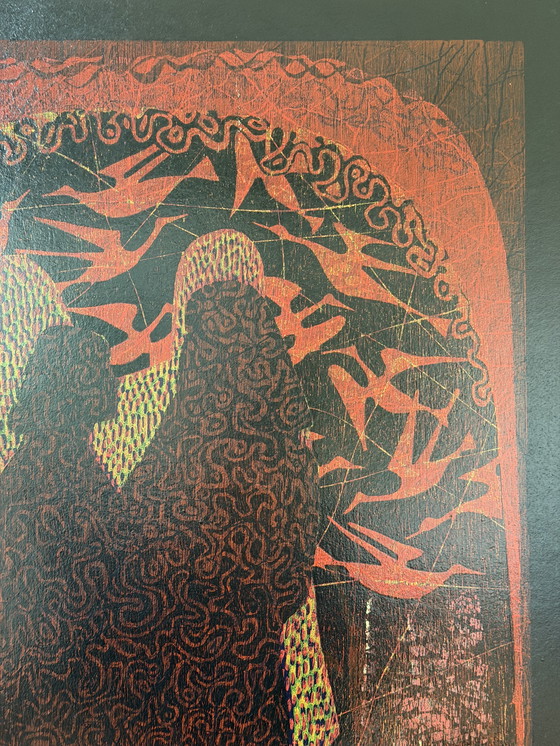 Image 1 of Dianne Bakker - Grande gravure sur bois - Amor Gignit Amorem