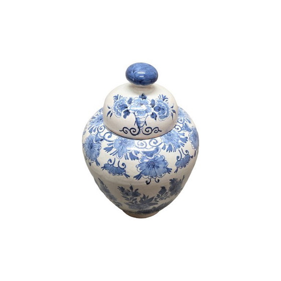 Image 1 of Vecchio vaso con coperchio in ceramica di Delft, metà del XX secolo
