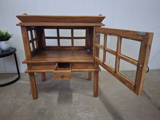 Image 1 of Magnifique meuble à thé en teck neuf avec porte et tiroir