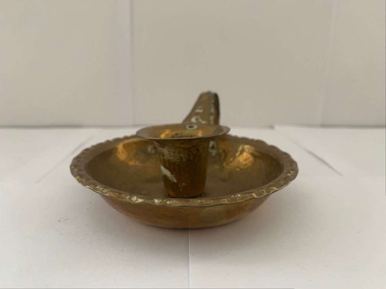 Image 1 of Bougeoir en laiton, porte-bougie, style Bauhaus, fait main, Art Déco, ED E.D.