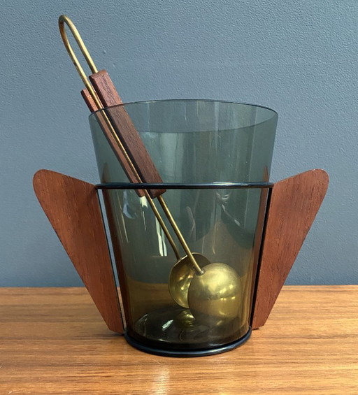 Teak and glass Danish ice bucket