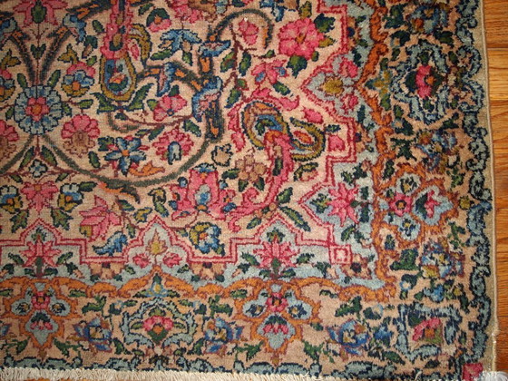 Image 1 of Handgemaakt antiek Perzisch Kerman tapijt 3.2' x 4.9' (97 cm x 149 cm) jaren 1920 - 1B158