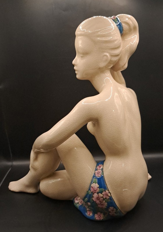 Vintage Art Deco ceramic figurine, Sculpture, Beige, Klassiek (photo 2 of 6)