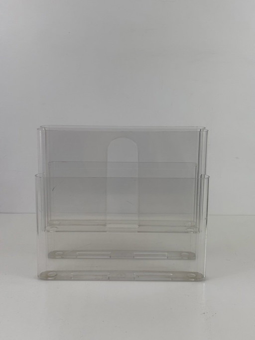 Tijdschriftenrek 4675 Giotto Stoppino voor Kartell 1972 Transparant ABS Italiaans Design