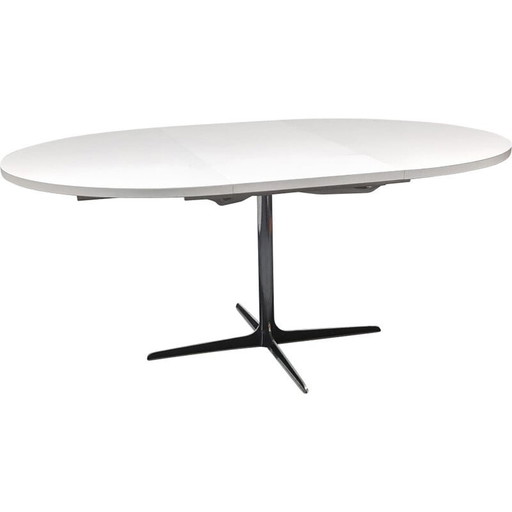 Runder ausziehbarer Esstisch aus Formica und Chrom