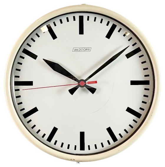 Image 1 of Vintage Beige School Wall Clock from Van Doorn, 1960s