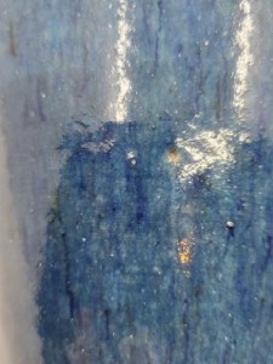 Image 1 of Blauw Frankrijk 1970 Accolay aardewerk vaas