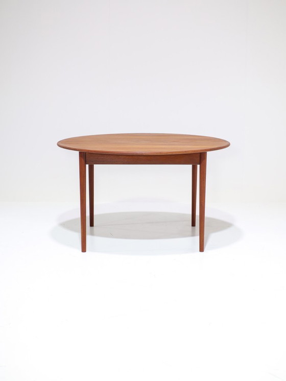 Image 1 of Uitschuifbare ronde eettafel teak Deens vintage