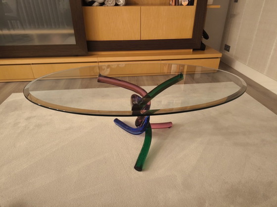 Image 1 of Table de salon en verre avec piètement artistique en verre de Murano – pièce unique