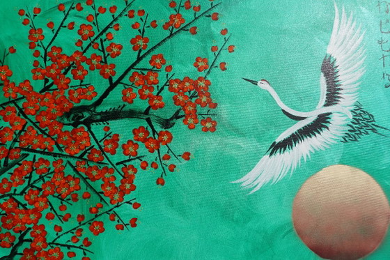 Japanse kraanvogel J510 - origineel schilderij 210cm – Schilderijen & Tekeningen, Canvas (photo 4 of 12)