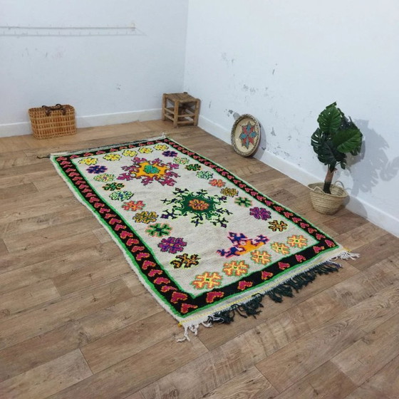 Image 1 of Tappeto berbero vintage Illusion multicolore – Lana tessuto a mano (230 × 130 cm)