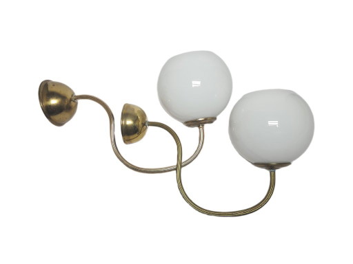 Applique murale Art Déco, Pologne, années 1950, lot de 2 – wandlampen, Glass, Brass (photo 2 of 11)