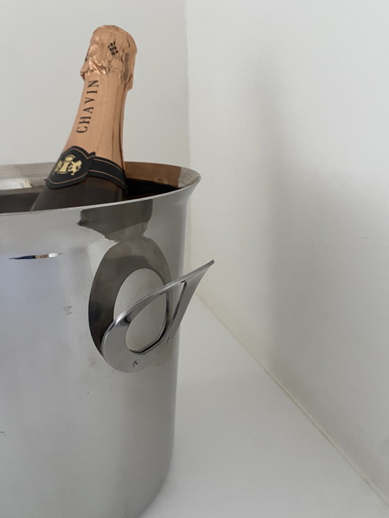 Image 1 of French vintage Jean Couzon champagne cooler, stainless steel champagne bucket
