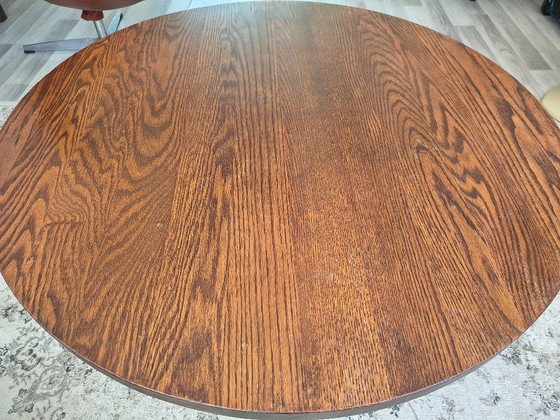 Image 1 of Vintage round solid oak coffee table