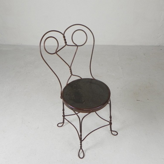 Image 1 of Elegant steel American ice cream parlor chair, 1940s