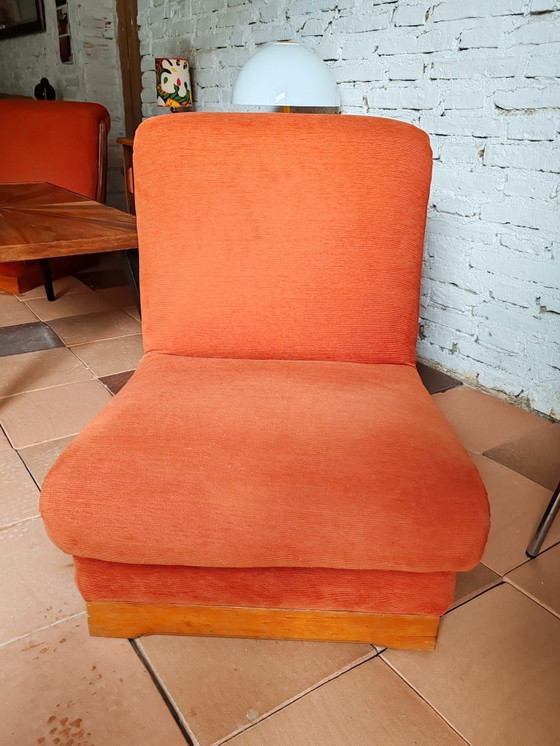 Vintage Armchairs, Textile, Wood, Brown (photo 3 of 5)