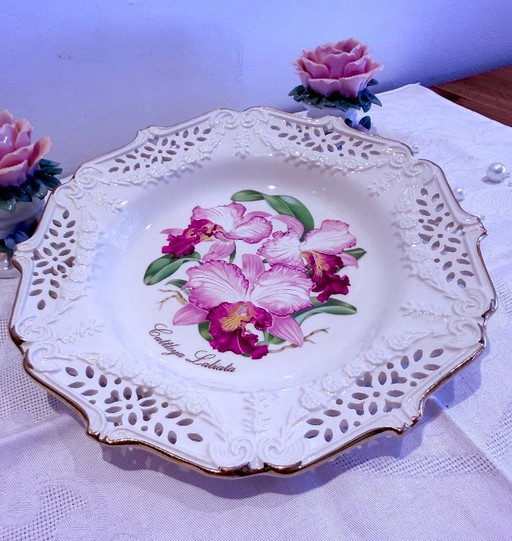 Service de 6 assiettes en porcelaine Crown Davenport vintage – Décor floral – Style shabby chic et champêtre