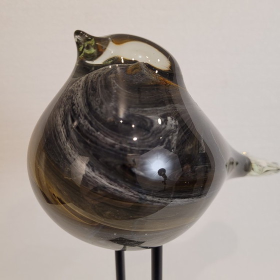 Image 1 of Sculpture “Dove”, blown glass, iron base, 2010s - France