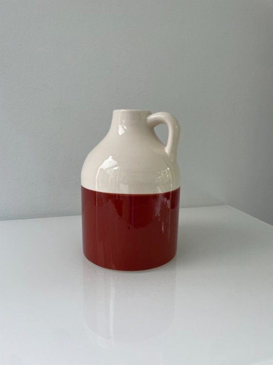 Image 1 of Decorative ceramic jug with white and terra glaze