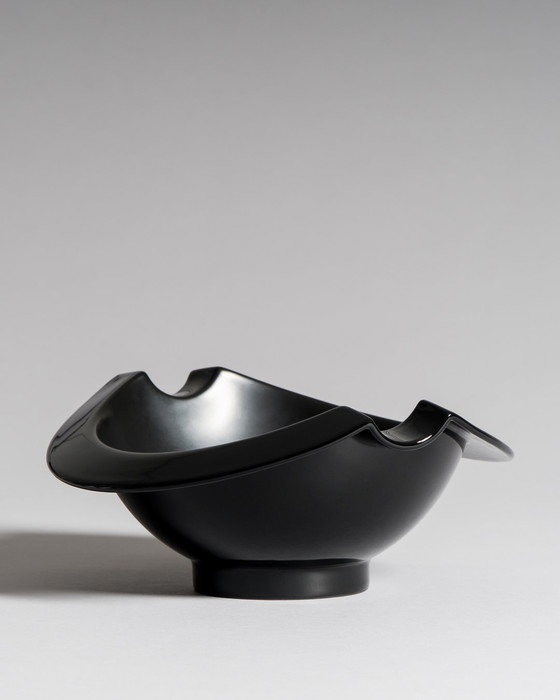 Image 1 of Duo vase et coupe « Nautica » en porcelaine noire, série Porcelaine Noire, années 1980, par Jan van der Vaart pour Rosenthal Stu
