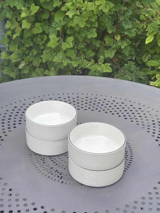 Image 1 of x4 Ciotole Vintage Franco Pozzi - Ceramica bianca con finiture nere