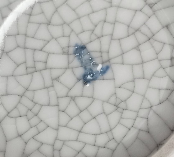 Image 1 of Augarten Bauhaus/Art Deco craquelé porseleinen vaas, 1940, Wenen, zeldzaam