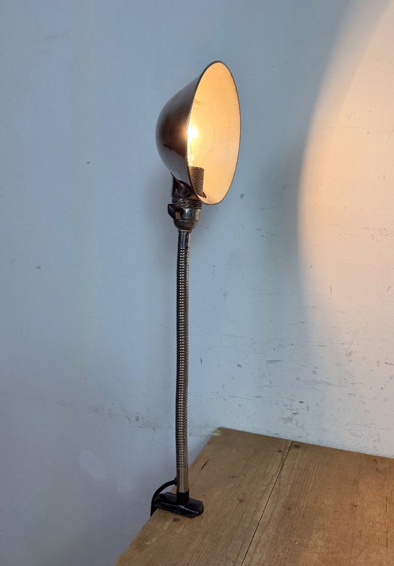Image 1 of Vintage industriële chromen zwanenhals tafellamp, jaren 50