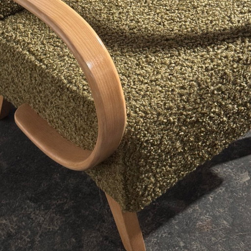 Een paar Jindrich Halabala Type C fauteuils, volledig gerestaureerd, jaren 1930. – Textile, Wood (photo 2 of 17)