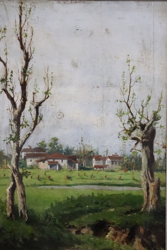 Image 1 of Set of 2 Countryside Landscapes, Oil on Board, Italy Early 20th Century