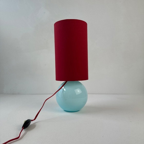 Image 1 of VINTAGE BLUE OPALINE LAMP