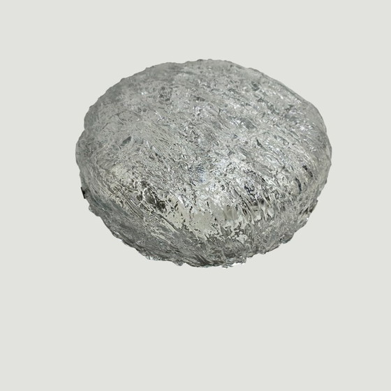 Image 1 of Vintage Kaiser Leuchten Round Ceiling Lamp / Wall Lamp – German Space Age Design – Ice Glass – Ø31 cm