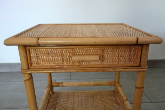 Coppia di comodini in vimini intrecciato e bambù, anni '70/'80 – Rattan, Wicker (photo 10 of 15)