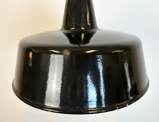 Image 1 of Black Enamel Industrial Pendant Lamp, 1950s