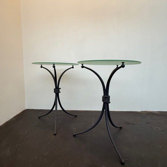 Image 1 of 2x Table d'appoint Verre/Acier