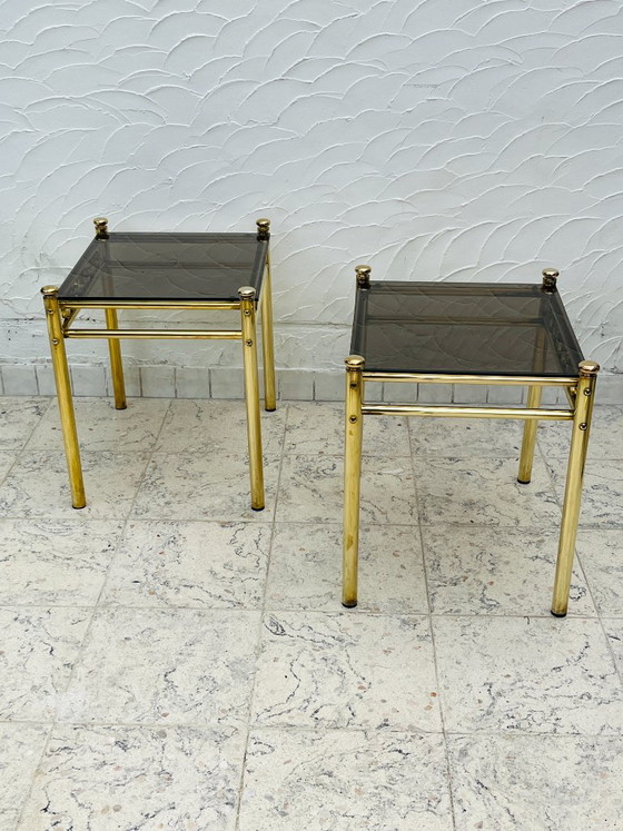 Pair of Belgo Chrome Side tables, Belgochrom, Brass, Gold (photo 13 of 14)