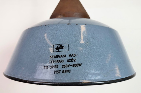 Image 1 of Industrial Grey Enamel and Cast Iron Pendant Light, 1960s