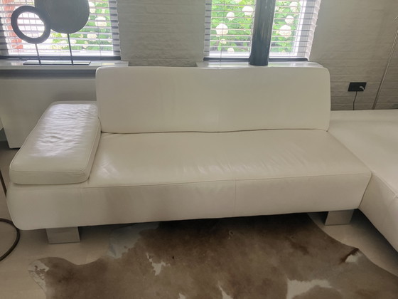 Image 1 of Canapé d'angle en cuir blanc
