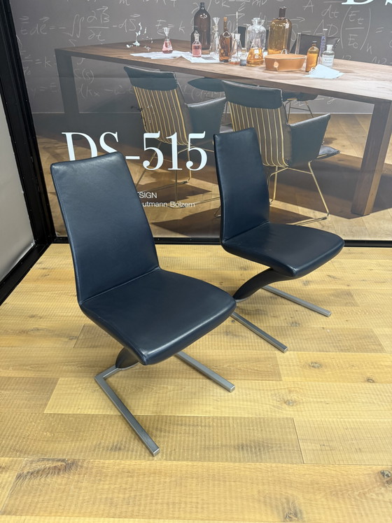 2 sedie da pranzo Rolf Benz 7800 in pelle blu – Leather (photo 6 of 6)