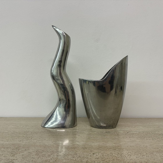 Image 1 of Set di 2 candelieri e vasi Anatomi Anna Efverlund IKEA in alluminio, 1970