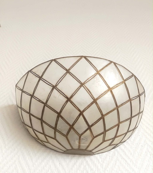 Aplique de pared Art Déco de nácar – wandlampen, Brass, Vintage