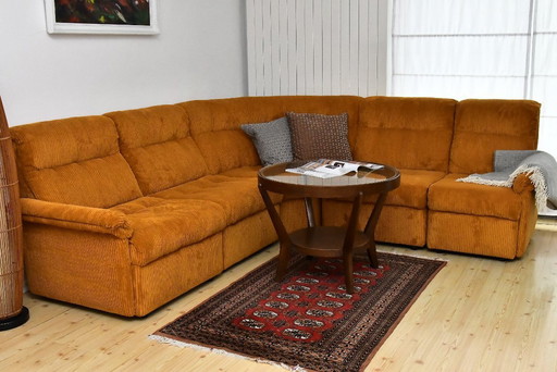 Yellow corduroy  modular sofa, 1970s, set of 5