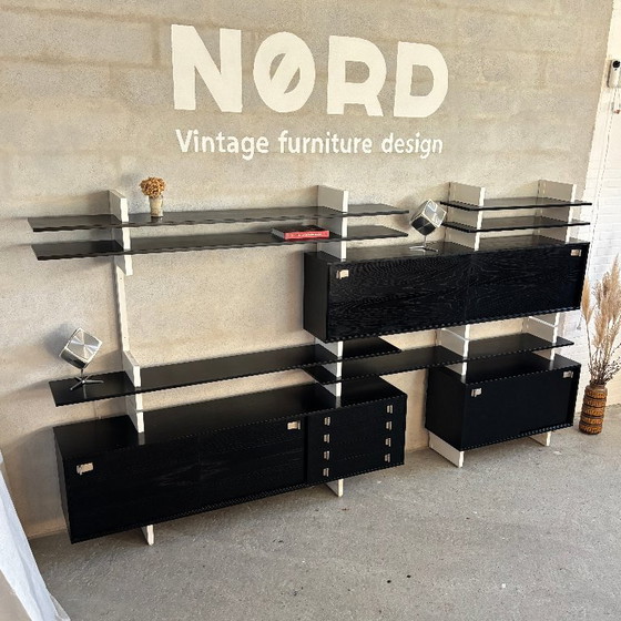 Black and white modular shelving unit with cabinets and shelves, Ejsing Møbel, Wood, Vintage (photo 8 of 10)