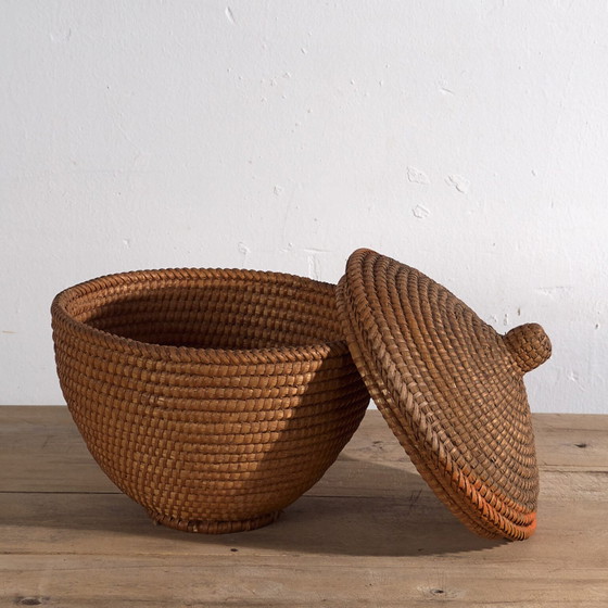 Cesto in rattan intrecciato antico (c.1920) #1 – Oggetti decorativi, Rustic (photo 8 of 10)