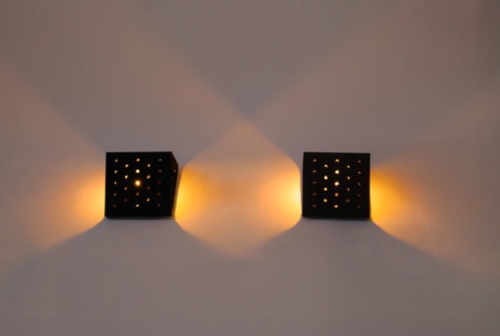 Paar RAAK „Clair Obscur“ Wandleuchten, 1962, Metall, Kupfer, Schwarz, Modern (Foto 8 von 9)