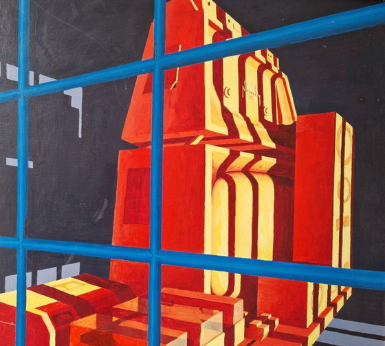 Image 1 of Ingelijst futuristisch schilderij op paneel, Nbrovsky 1989