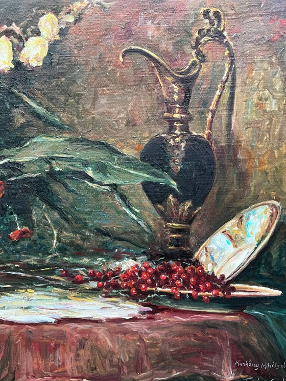 Gyula Takács (1905–2002). Still life with flowers. – Paintings & Drawings, Canvas (photo 4 of 7)