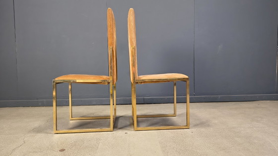Image 1 of Vintage messing eetkamerstoelen van Belgochrom, set van 6 - jaren 70