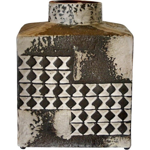 Vase carré vintage en céramique, Allemagne, années 1950
