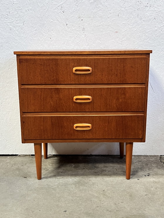 Vintage Teak Chest of Drawers, Sweden 1960s, Wood, Brown, Mid Century Modern (photo 2 of 14)