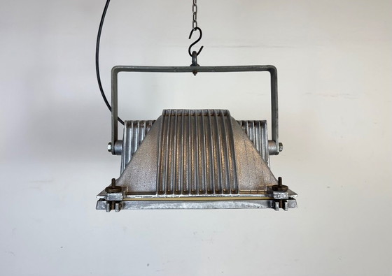 Image 1 of Faretto da teatro vintage grigio con copertura in vetro, anni '80